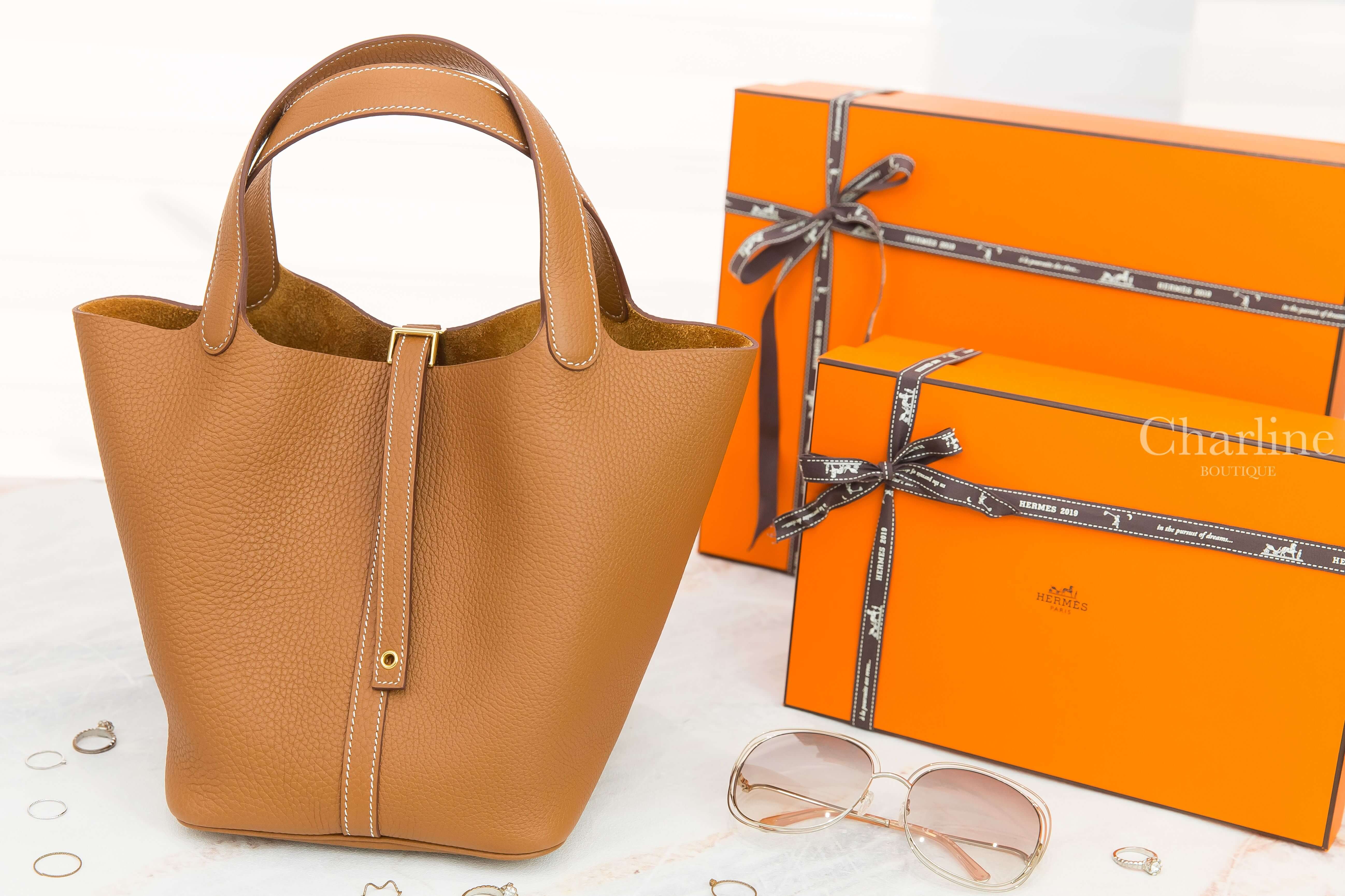 Hermès Picotin Lock 22cm 37 Gold Taurillon Clemence Z刻焦糖色金釦中型提把水桶包-Charline Boutique 精品代購
