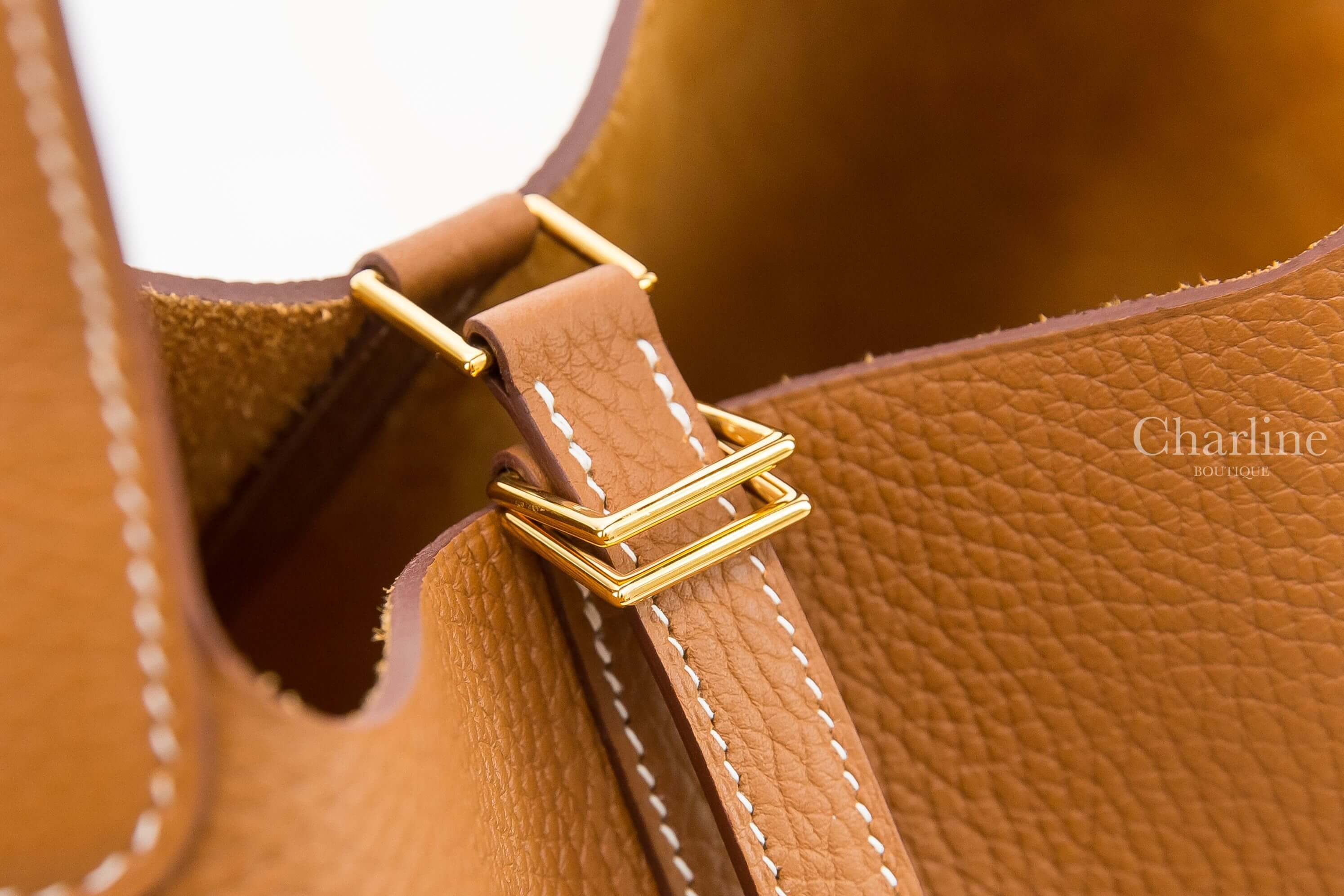 Hermès Picotin Lock 22cm 37 Gold Taurillon Clemence 焦糖色金釦中型提把水桶包
