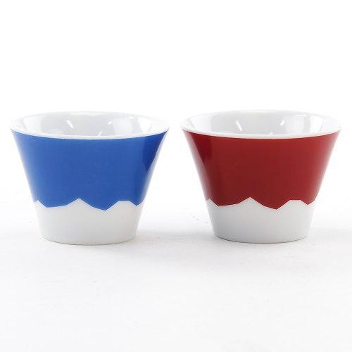 富士山陶瓷杯木製禮盒套裝 (紅藍) (日本製)