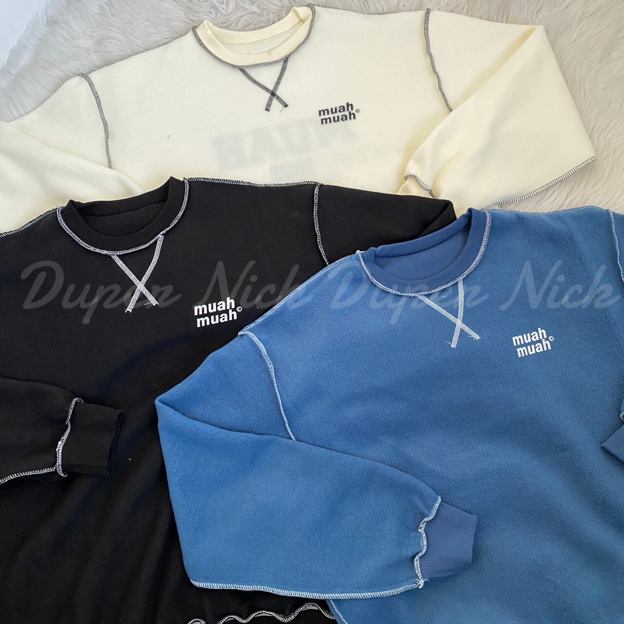 韓國 Muahmuah 1982 雙面穿 反車線刷毛大學Tee