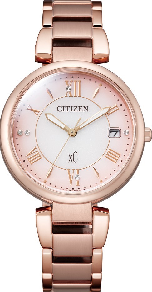 萬年鐘錶 - Citizen 星辰錶  XC   玫瑰金漸層粉面光動能女錶    EO1194-53X  錶徑33MM