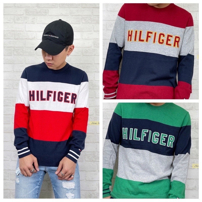 Tommy Hilfiger 拼接撞色 字母Logo 針織衫 毛衣 長袖上衣