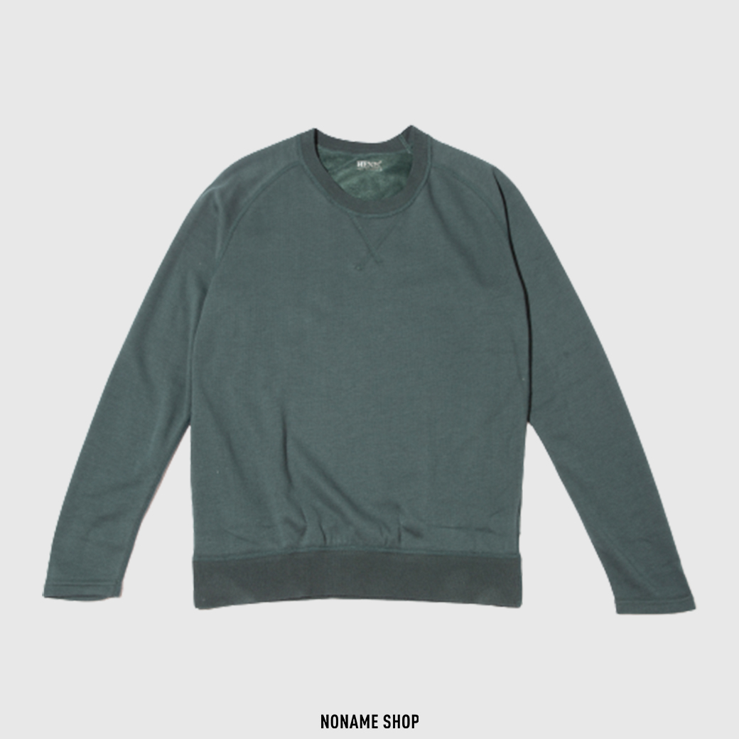 HENIS 速暖絨 發熱衣 圓領 保暖 保暖衣 刷毛 長袖 長T 森林綠