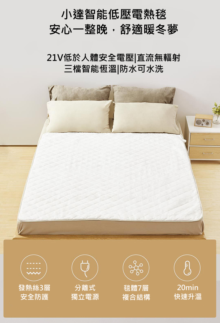 小達智能低耗電低電壓電熱毯(雙人尺寸)