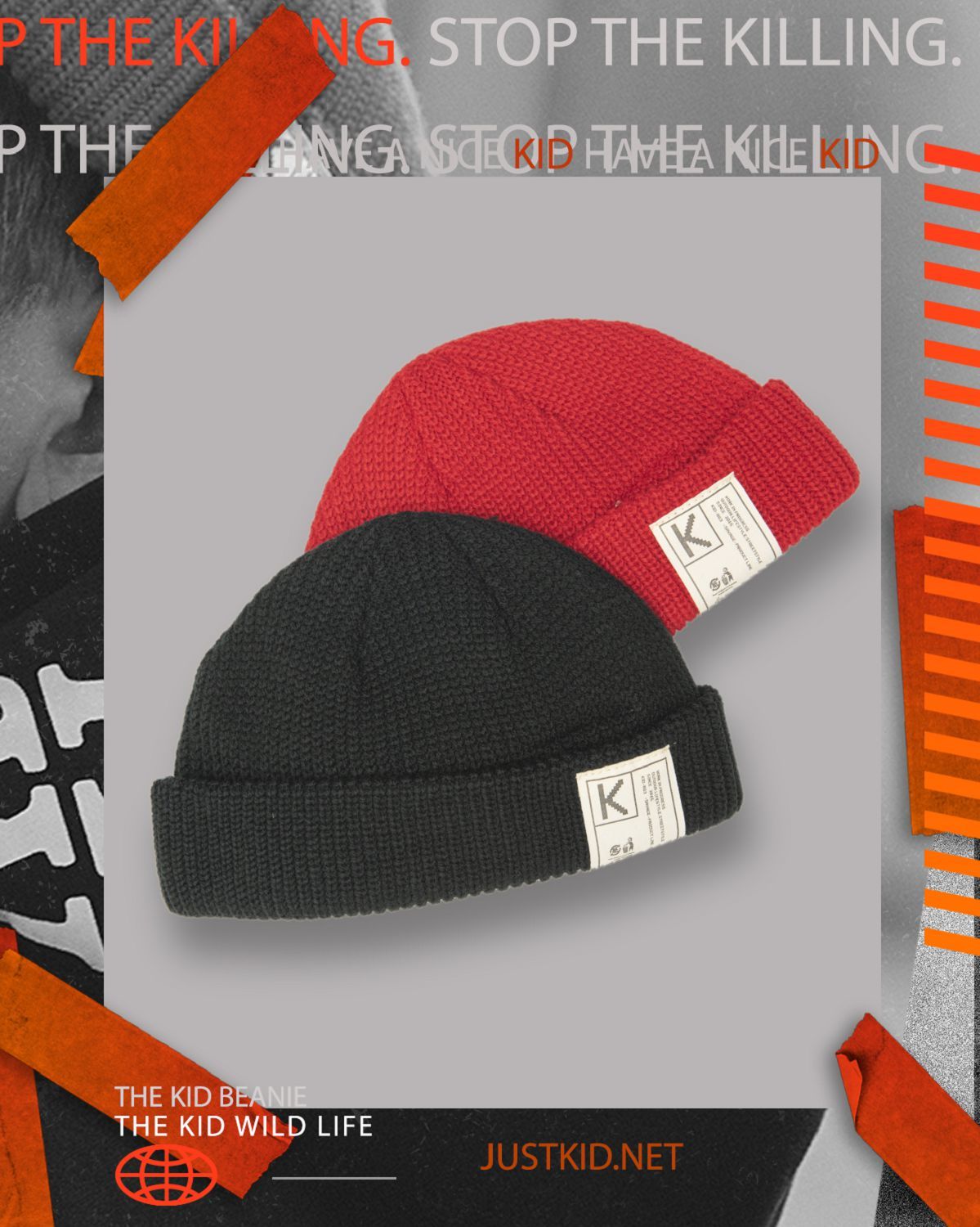 KID ® K-wild 野人毛線帽 紅