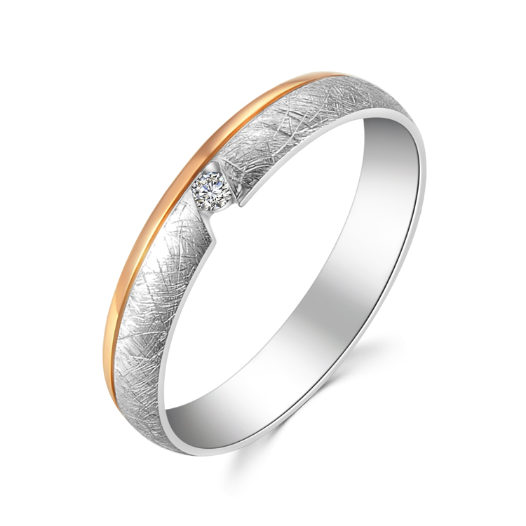 【情侶戒】18K紅白金鑽石情侶 / 結婚對戒