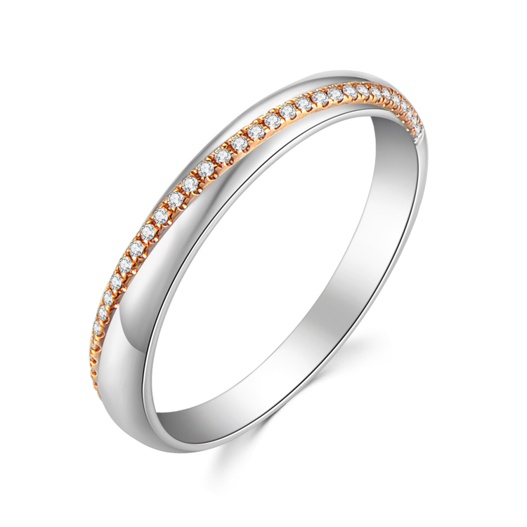 【情侶戒】18K紅白金鑽石情侶 / 結婚對戒