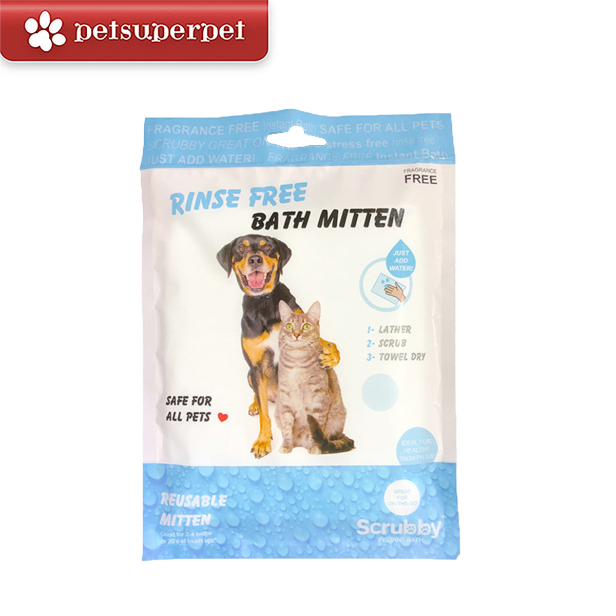 Scrubby美國寵物乾洗沐浴手套