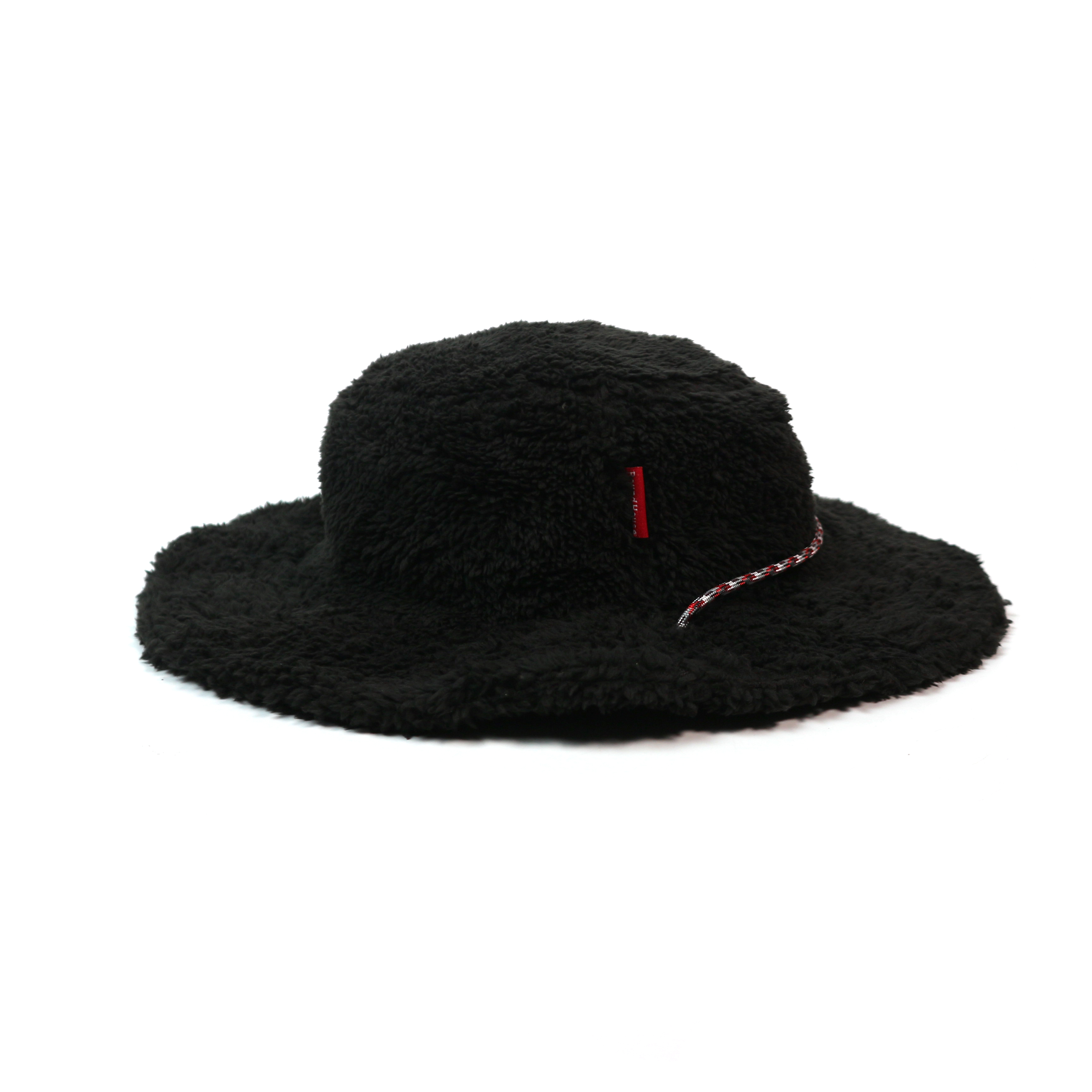Round House Fur Boa Safari Hat﹝Black﹞