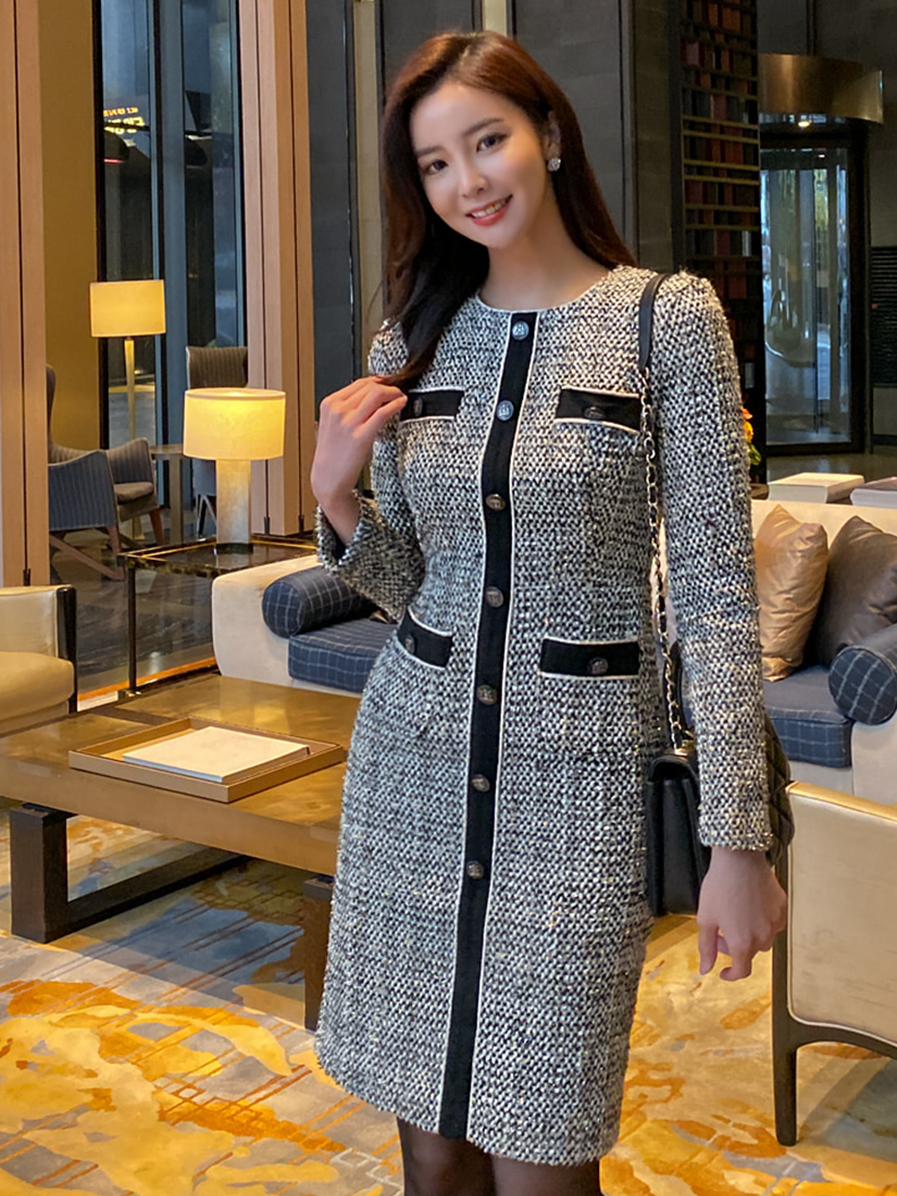 [現貨]香香視覺線條修身洋裝(黑色) [ S ]