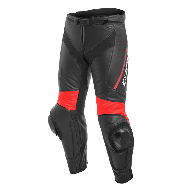 DAINESE DELTA 3 LEATHER PANTS BLACK/BLACK/FLUO-RED 黑螢光紅 皮褲