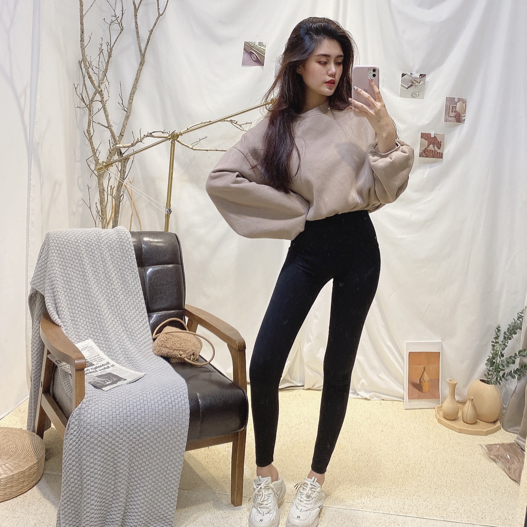 萊卡提臀機能褲/單一色