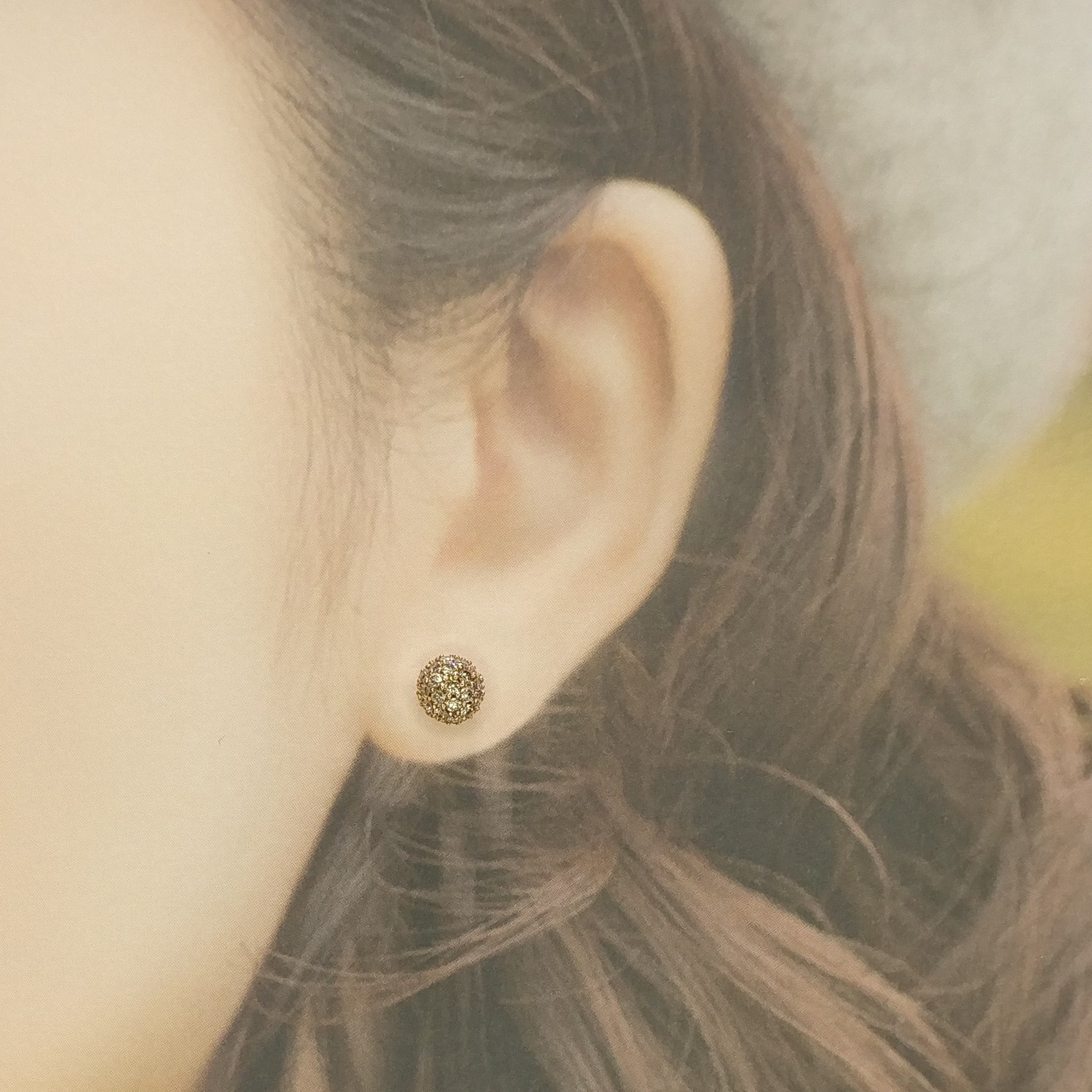 全新18K玫瑰金58份鑽石耳環