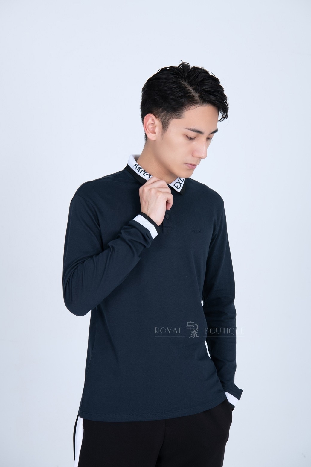 Armani Exchange小嶺英文字POLO衫