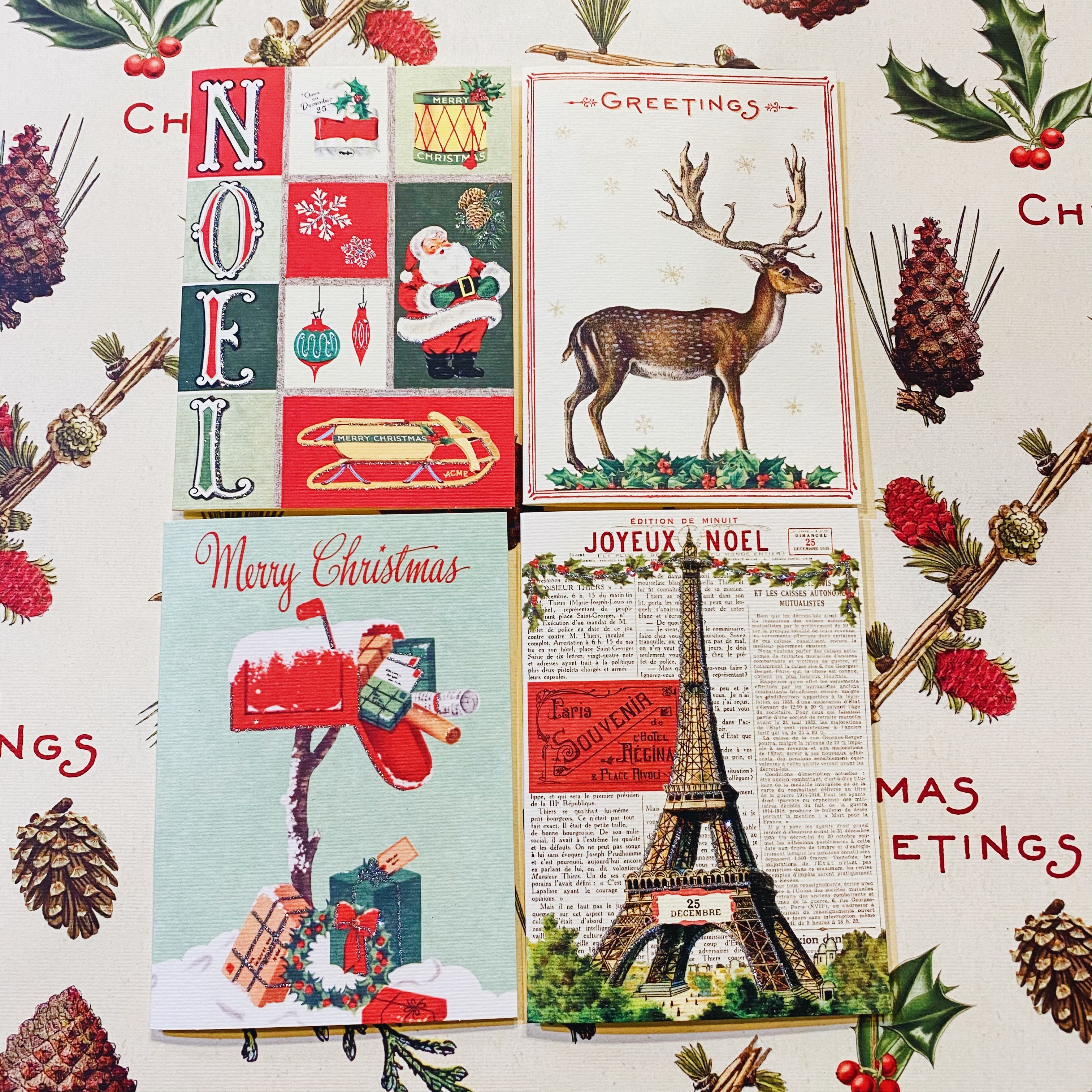 cavallini 聖誕快樂賀卡 四入