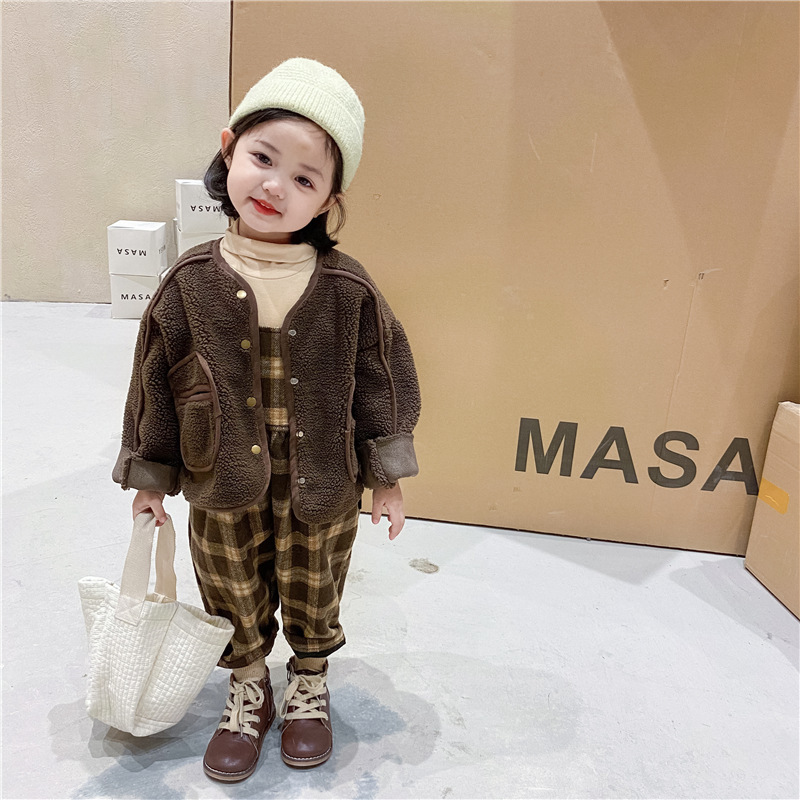 現貨 90cm  QQ毛麂皮绒雙層面料羊羔毛外套 咖色