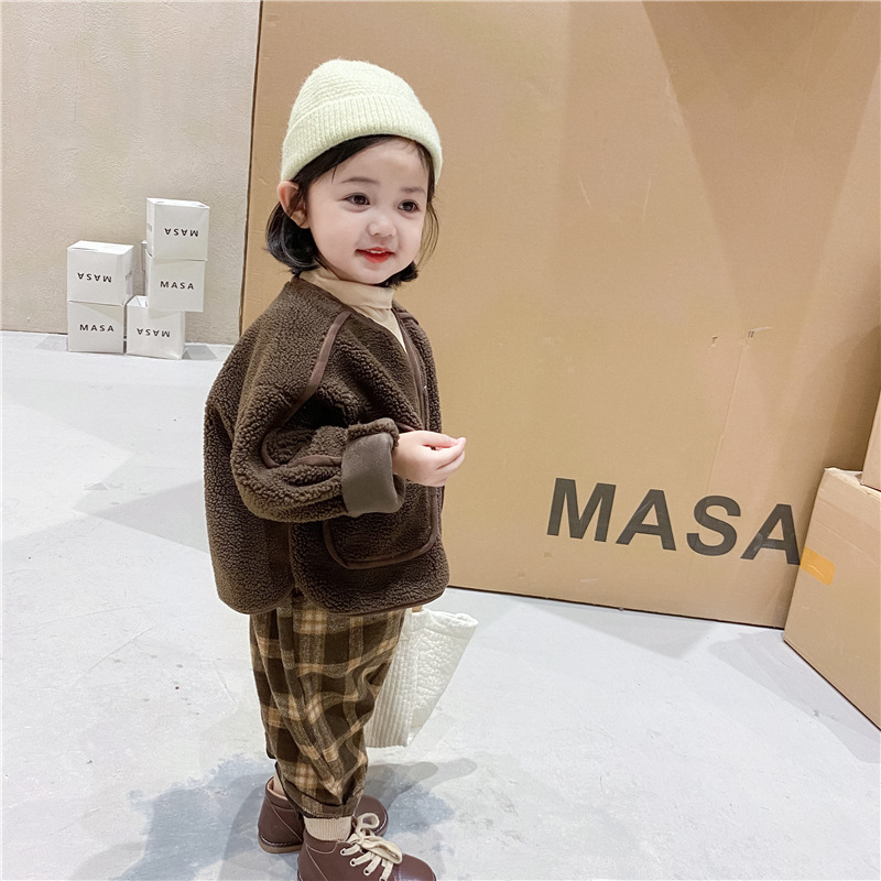 現貨 90cm  QQ毛麂皮绒雙層面料羊羔毛外套 咖色