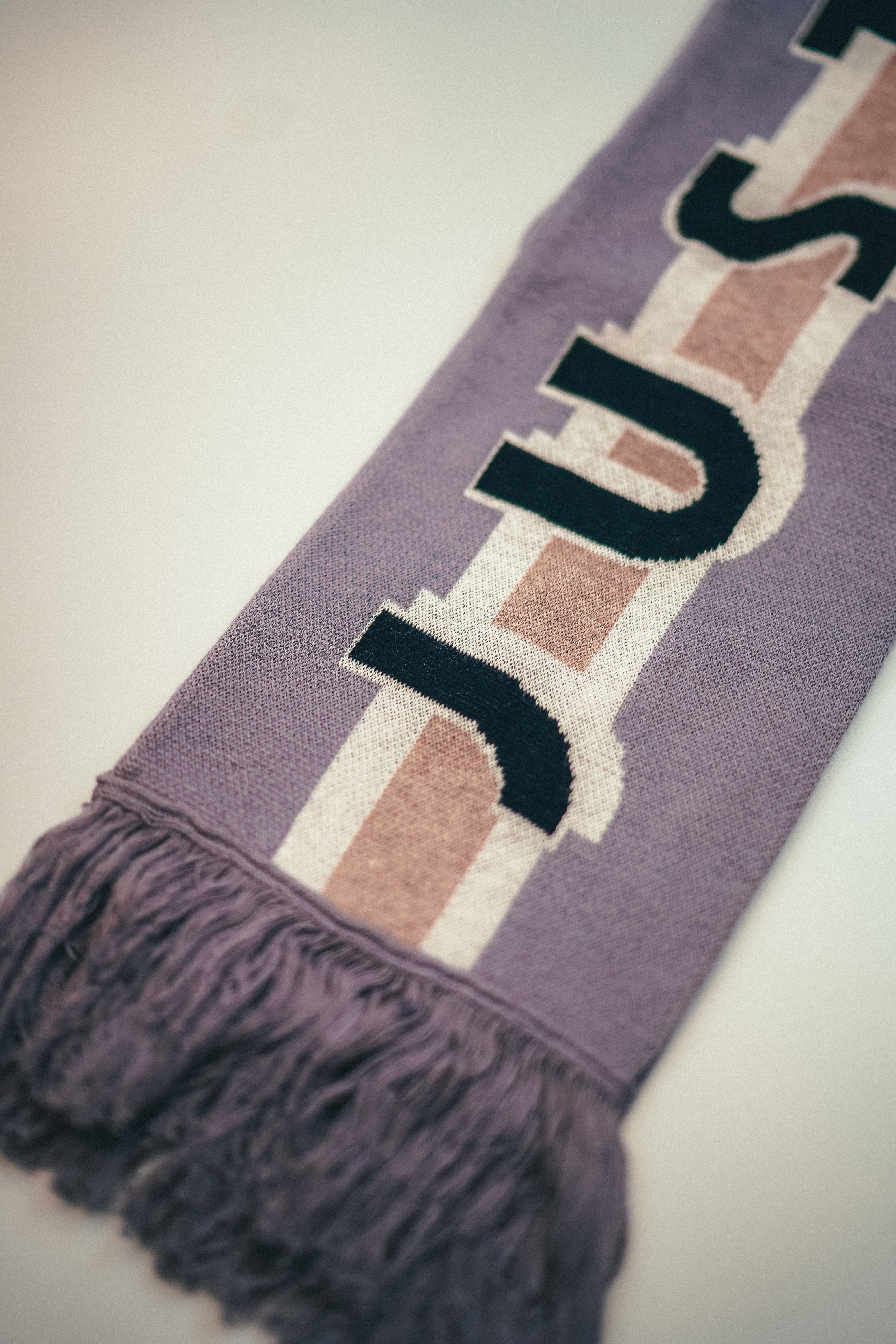 【Just Home】Just Like This Logo針織圍巾  - 粉紫/復古粉紅