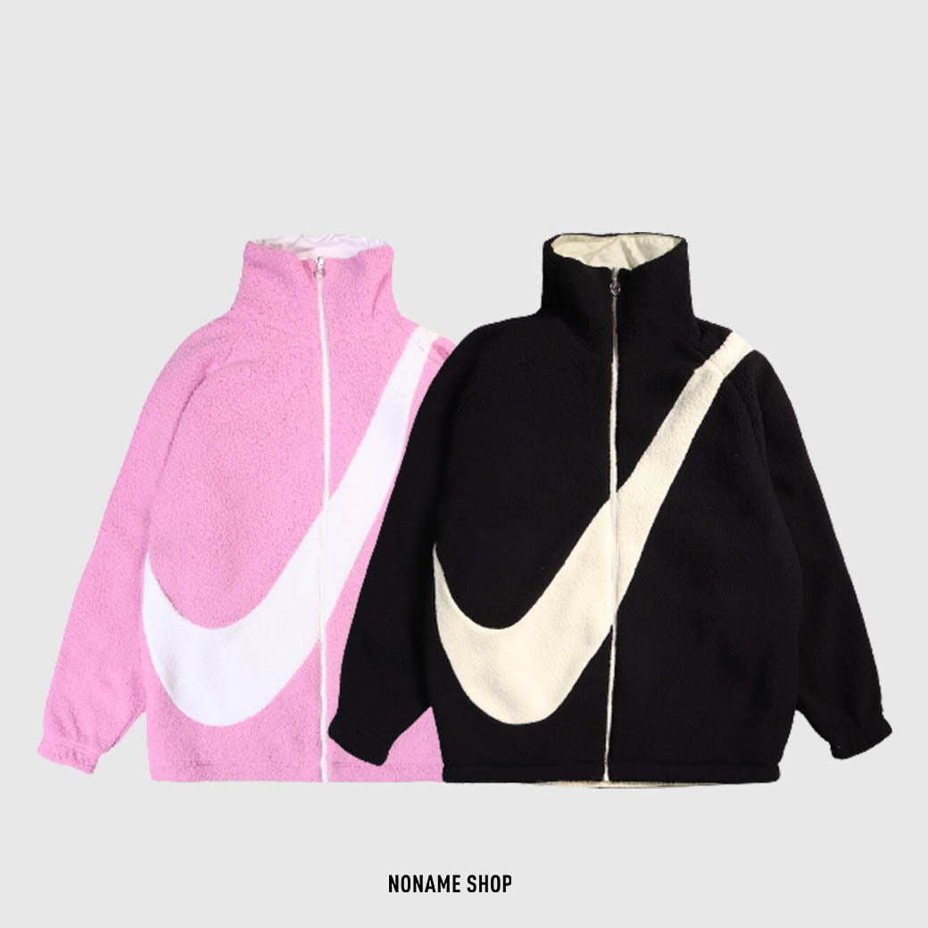 NIKE Swoosh 大勾 立領 雙面 羊羔毛 風衣 外套 大勾外套 Baby粉白