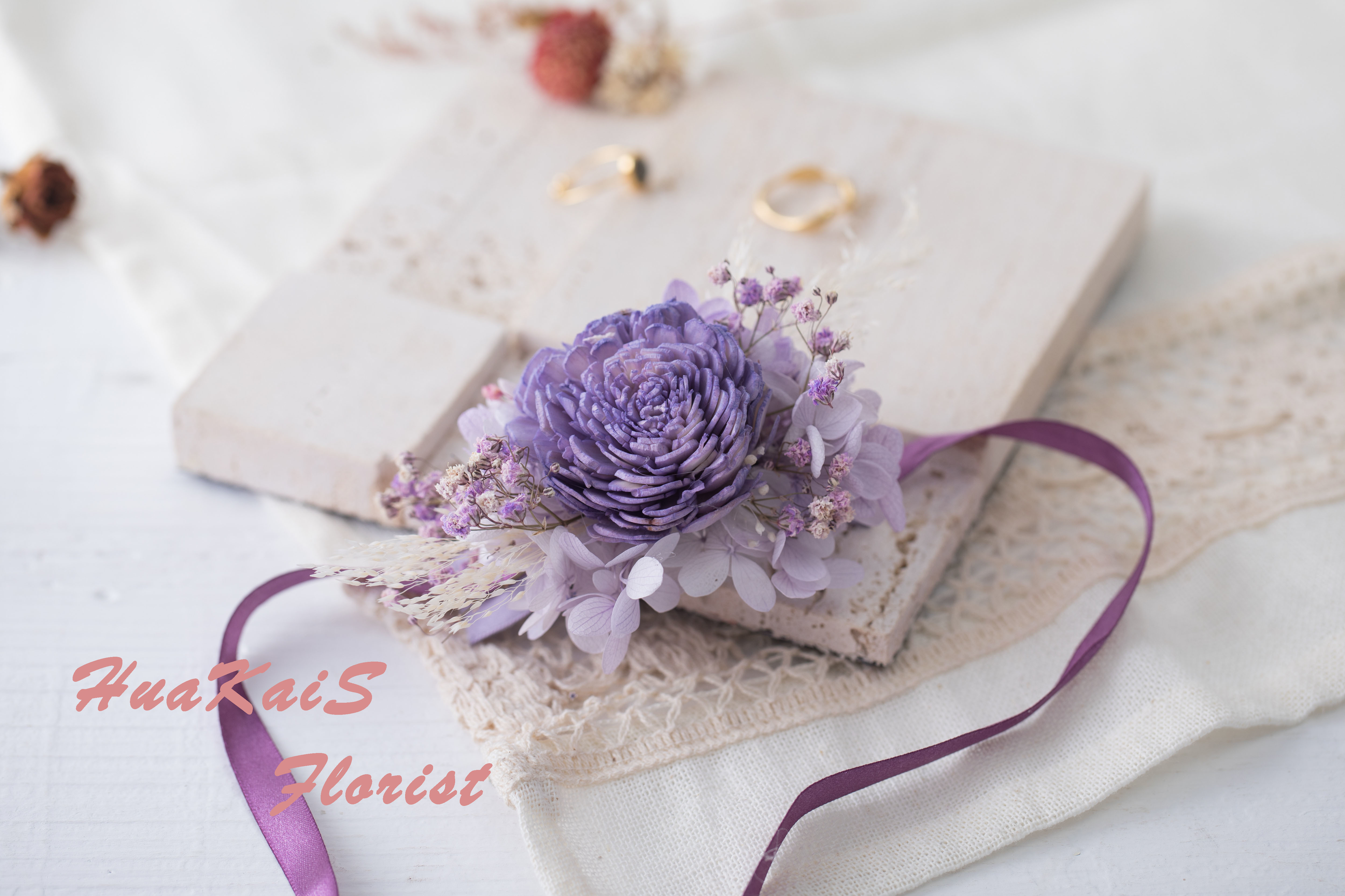 新娘手腕花|乾燥手腕花|淡紫色|活動手腕花|婚禮周邊