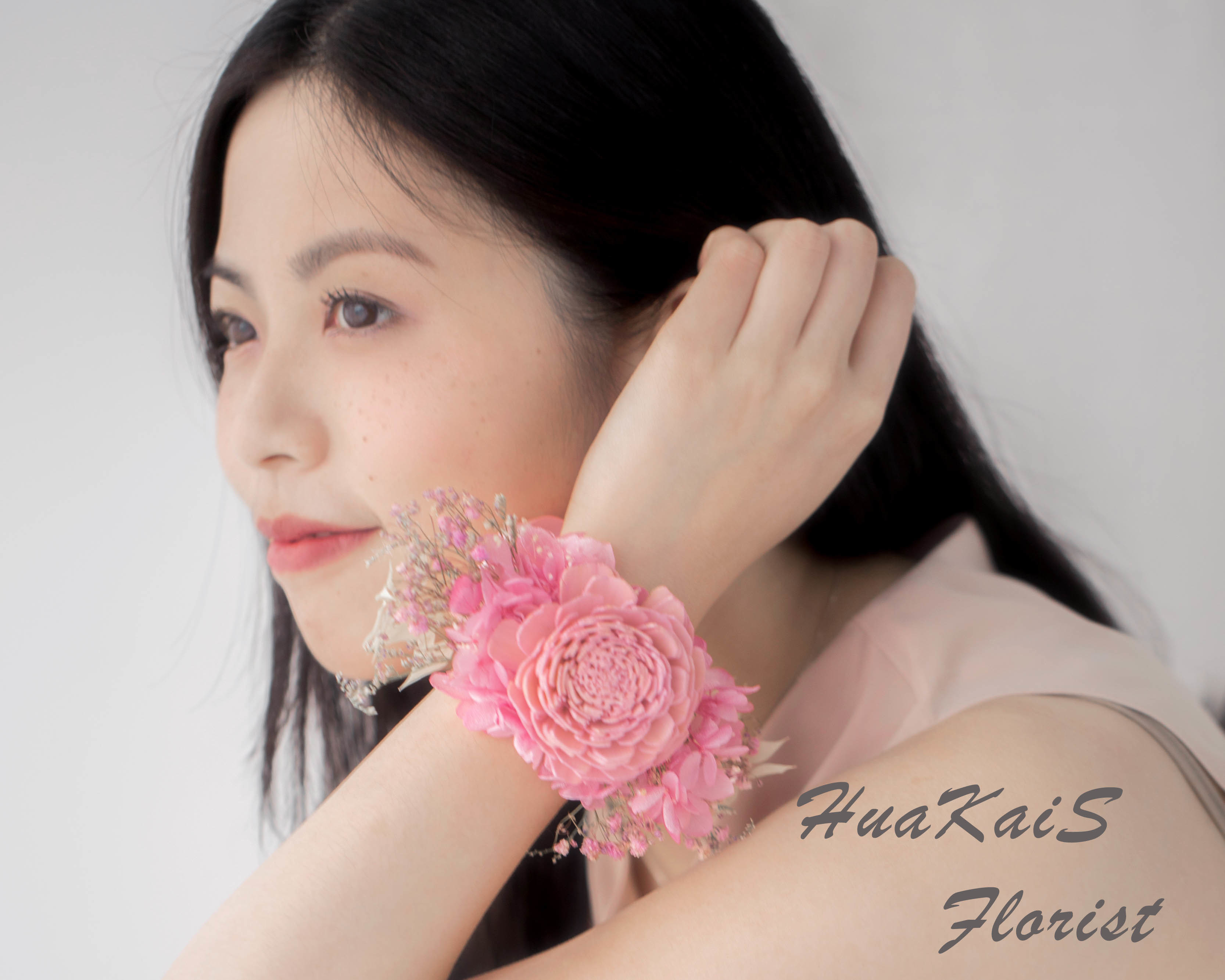 新娘手腕花|乾燥手腕花|粉紅色|活動手腕花|婚禮周邊