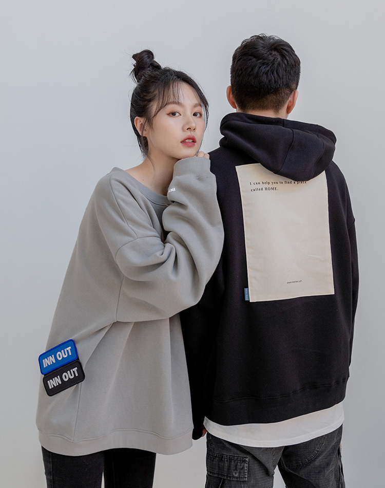 INN OUT內刷毛魔鬼氈寬鬆大學Tee