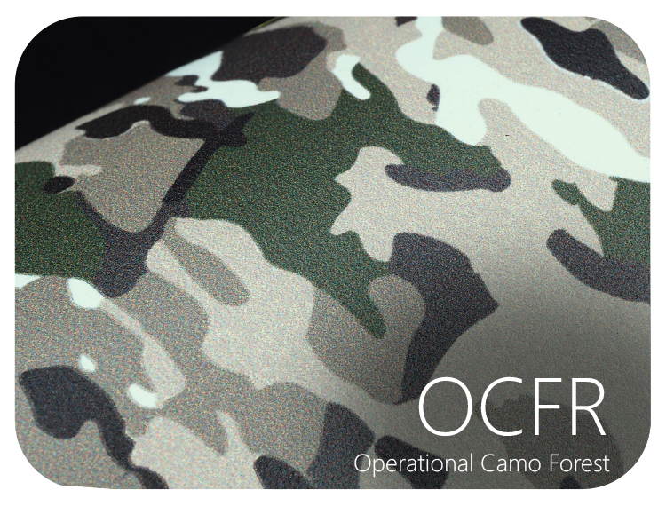 LIFE+GUARD OCFR Operational Camo Forest LIFE+GUARD WABU Wave Blue vinyl skin sample for 3C protective wraps