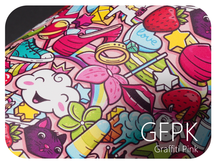 LIFE+GUARD GFPK Graffiti Pink LIFE+GUARD WABU Wave Blue vinyl skin sample for 3C protective wraps