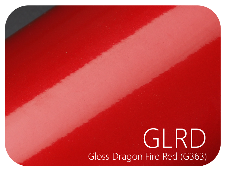 LIFE+GUARD GLRD (G363) Gloss Dragon Fire Red vinyl skin sample for 3C protective wraps