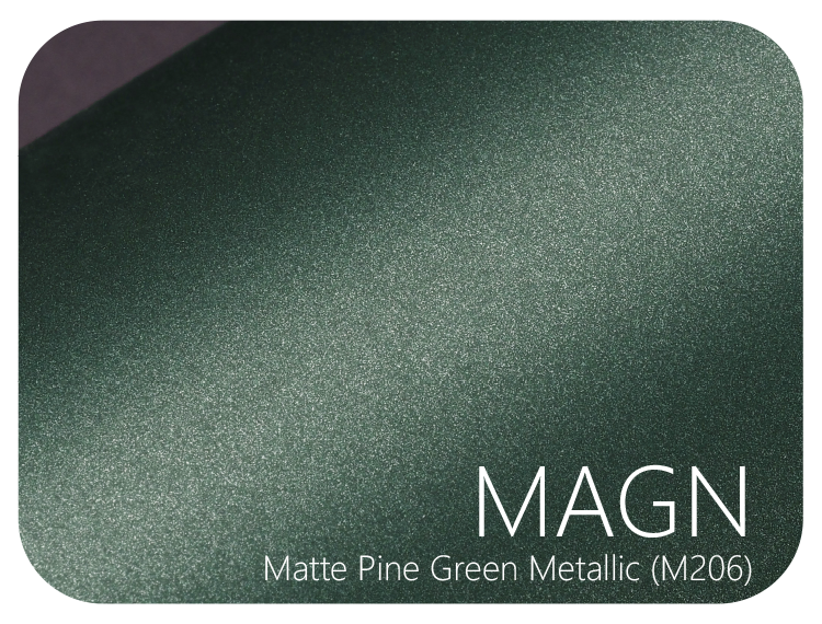 LIFE+GUARD MAGN (M206) Matte Pine Green Metallic vinyl skin sample for 3C protective wraps