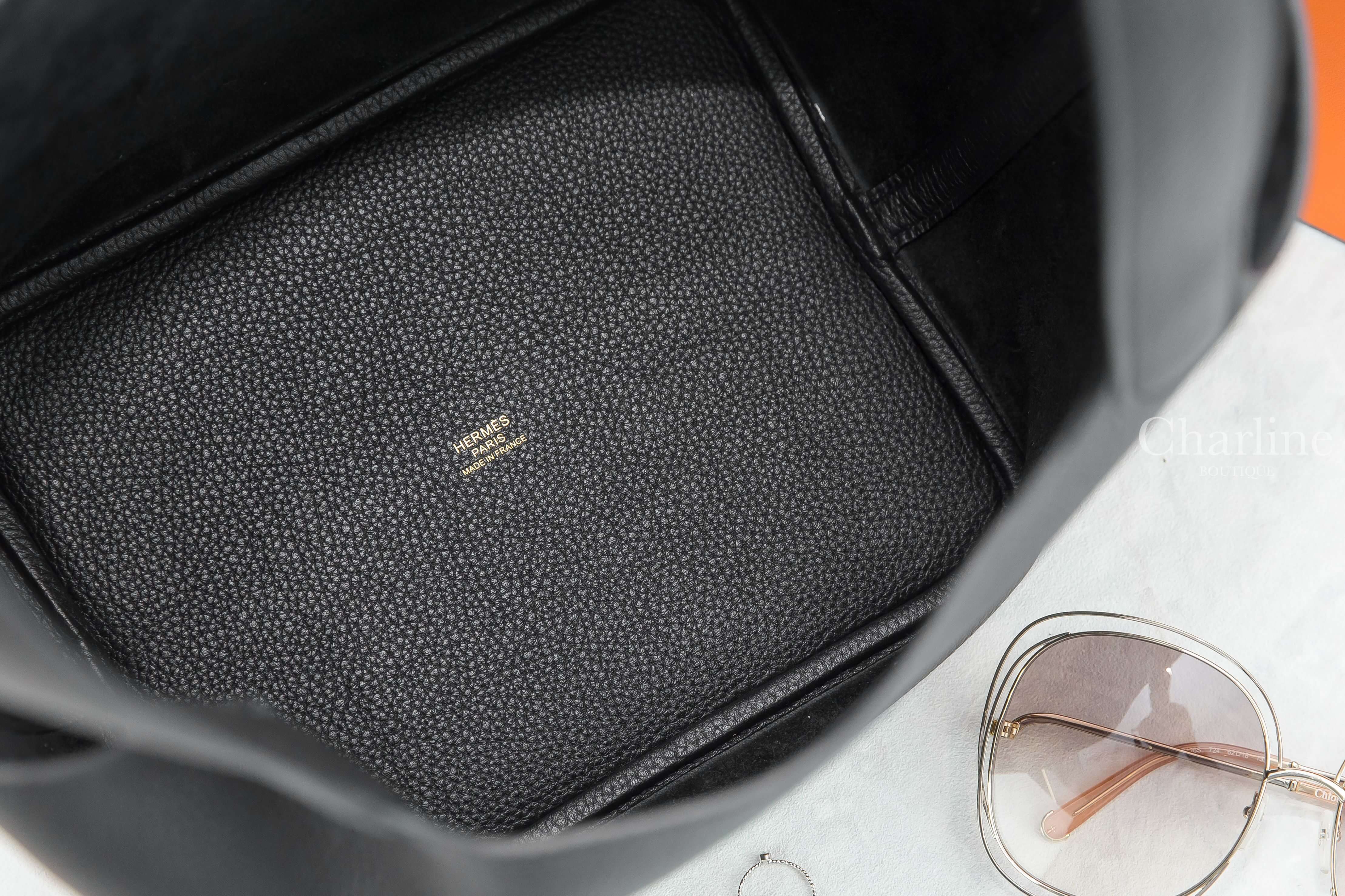 Hermès Picotin Lock 22cm 89 Noir Taurillon Clemence Z刻黑色金釦中型提把水桶包-Charline Boutique 精品代購