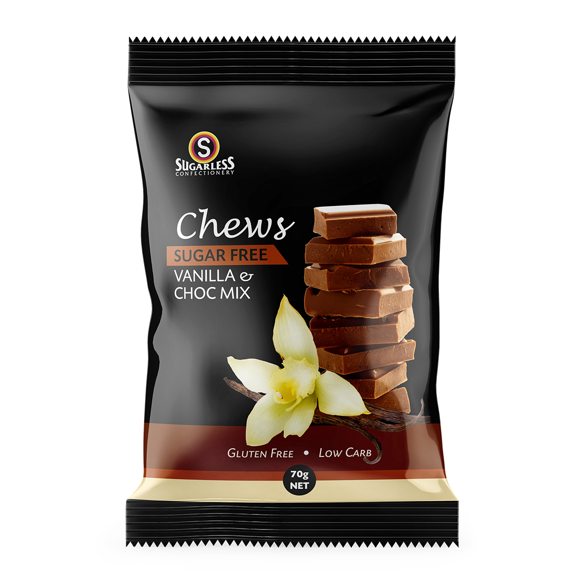 [Sugarless Confectionery] Chews Vanilla & Choc Mix 低糖雲呢拿朱古力瑞士軟糖 70g