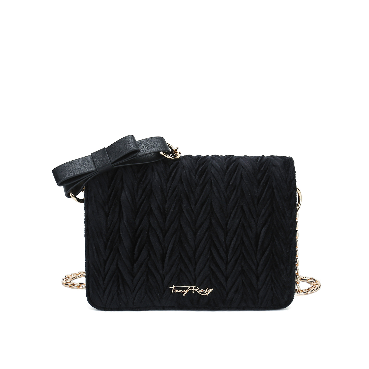 Fancy Bow Bow Velvet Shoulder Bag