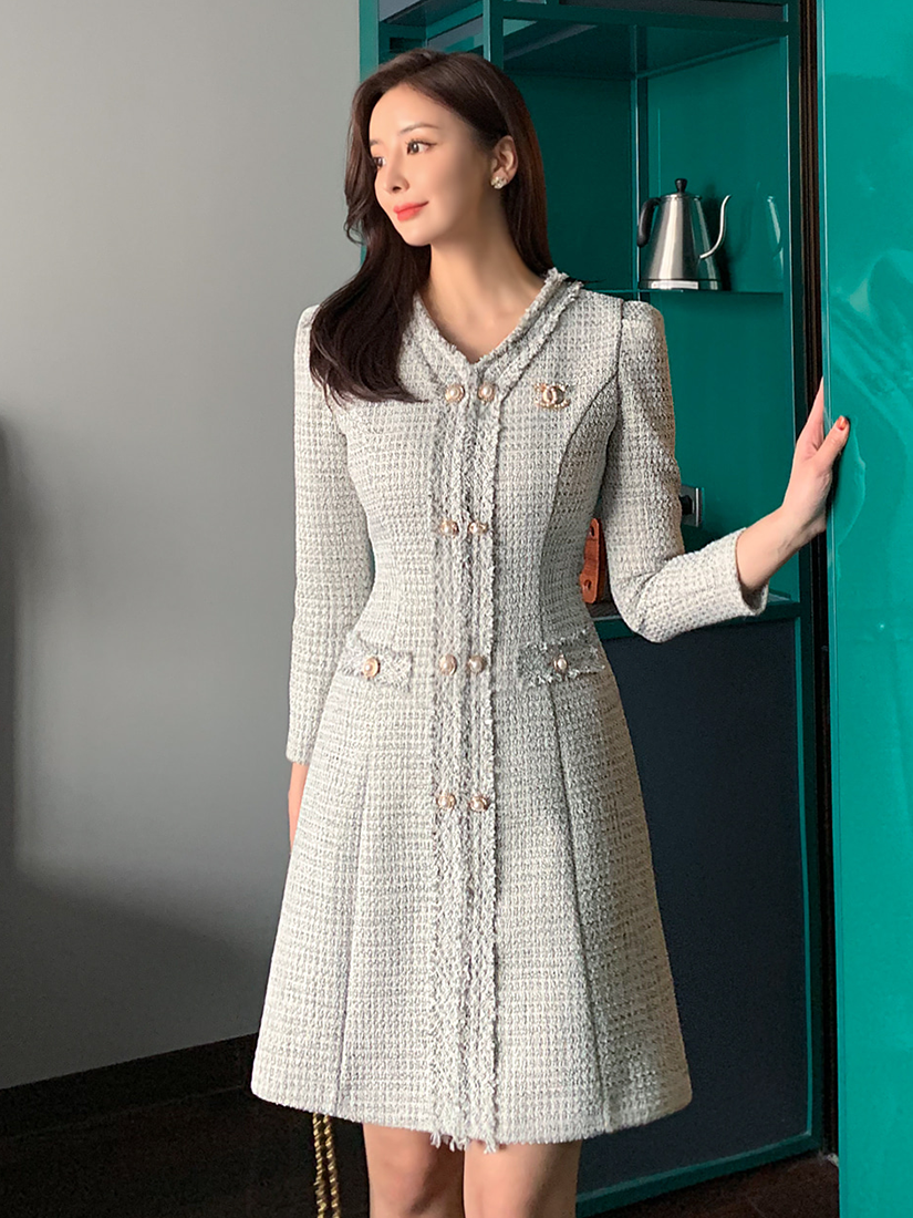 [現貨]香香V領格紋洋裝 [ 2色 / S,M ]