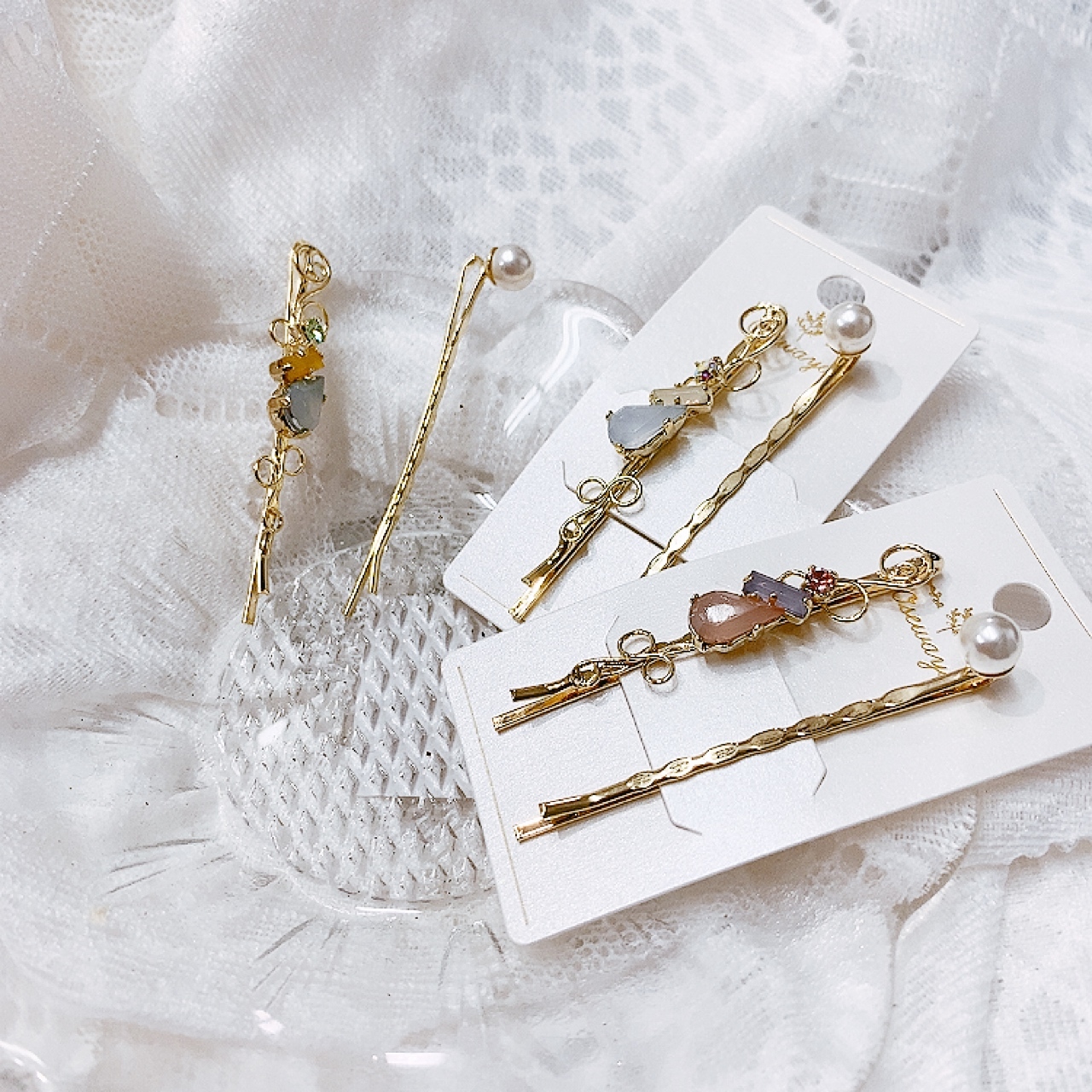 日本晶石髮夾SET