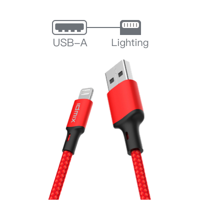 IDMIX 鋅合金+杜邦 kevlar Power Line (L09i)USB-A to Lightning Mfi認證充電線