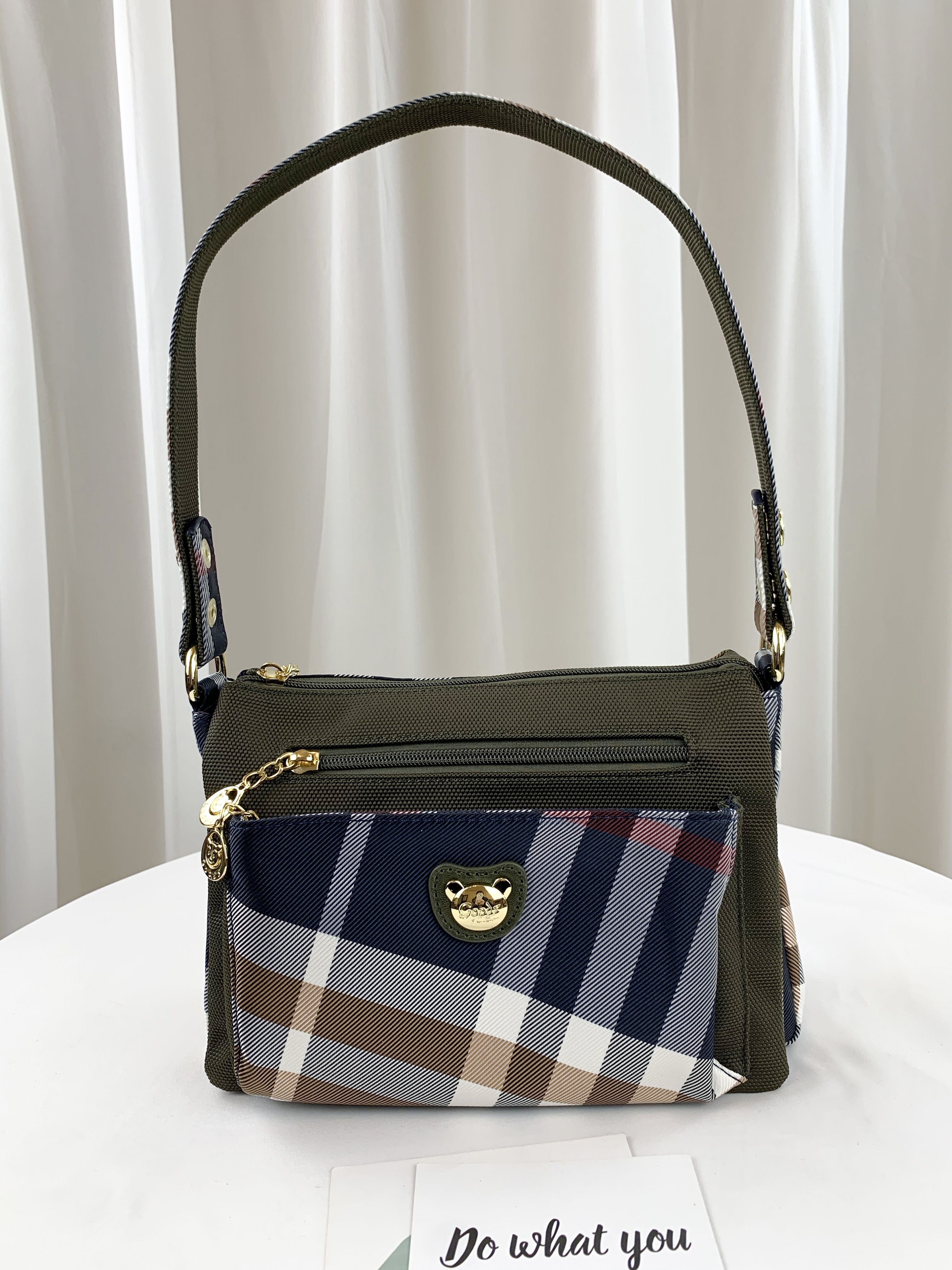 GOODS 大格綠 拼色防潑水肩背包 / 側背包 #1952