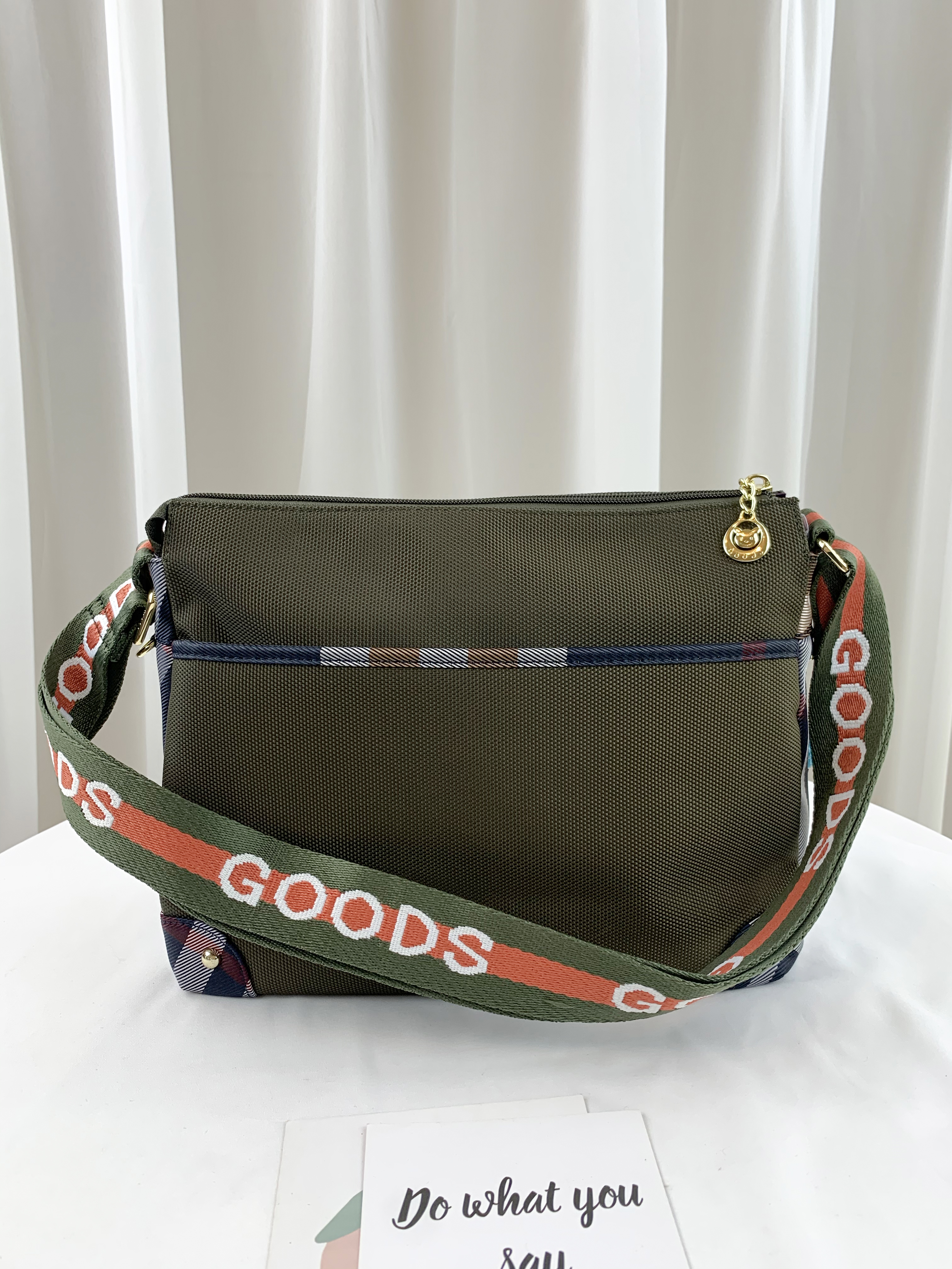 GOODS 大格綠 拼色防潑水側背包 #2045