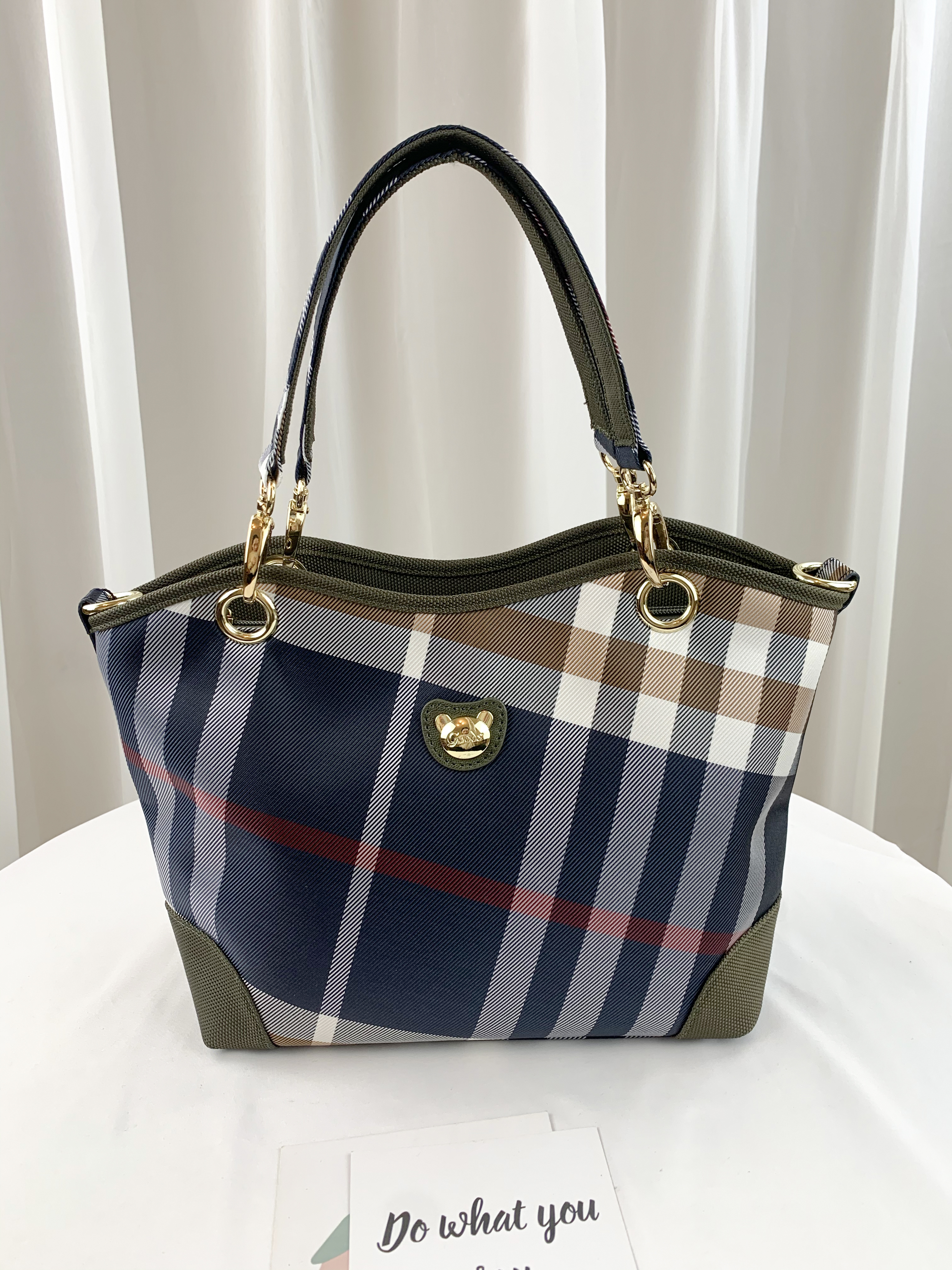 GOODS 大格綠 拼色防潑水手提包 / 側背包 #2266