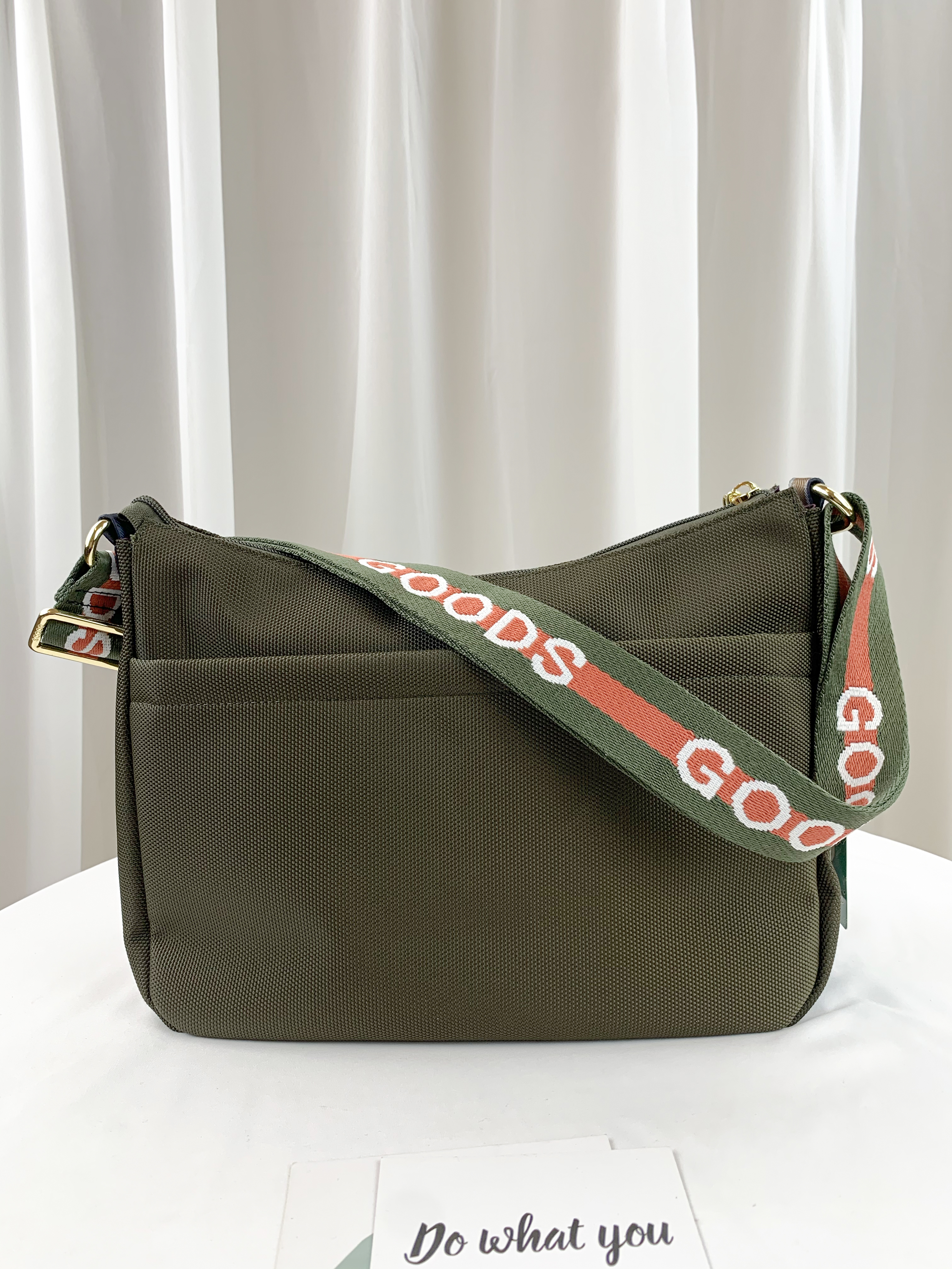 GOODS 大格綠 拼色防潑水肩背包 / 側背包 #2638