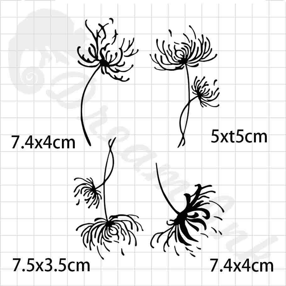 Dream Ink 漸黑刺青貼 彼岸花叢w125 果膠紋身改良版逼真不反光紋身貼紙暫時刺青tatt