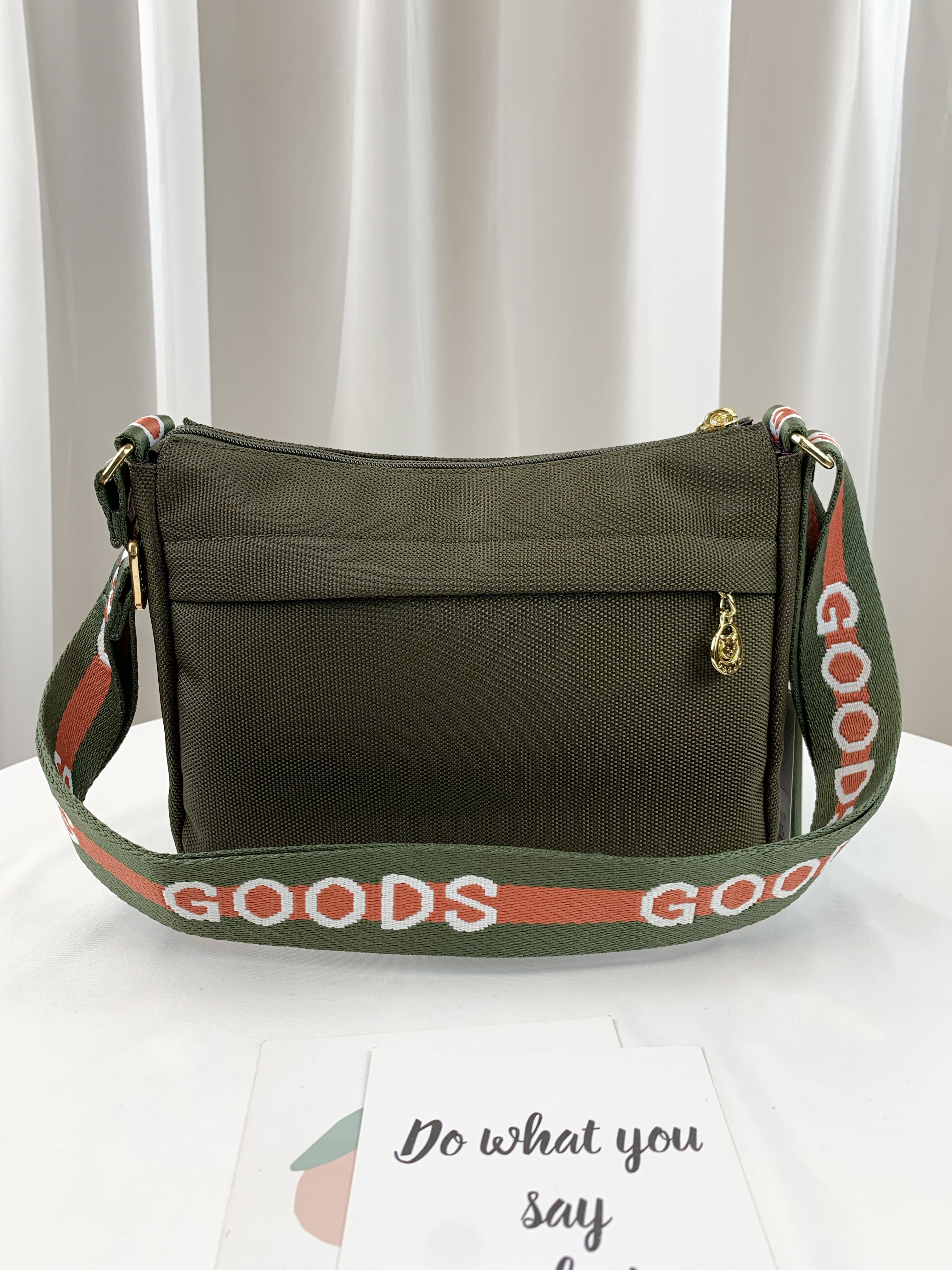 GOODS 大格綠 拼色防潑水側背包 #2672