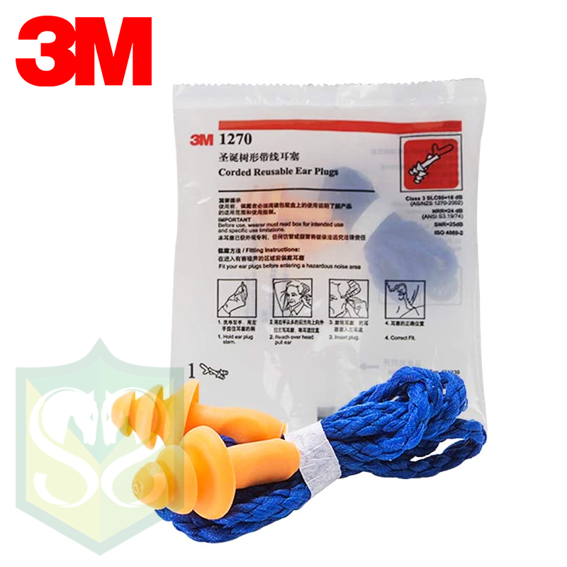 3M™ 1270 Reusable Ear Plugs Corded (1pr)