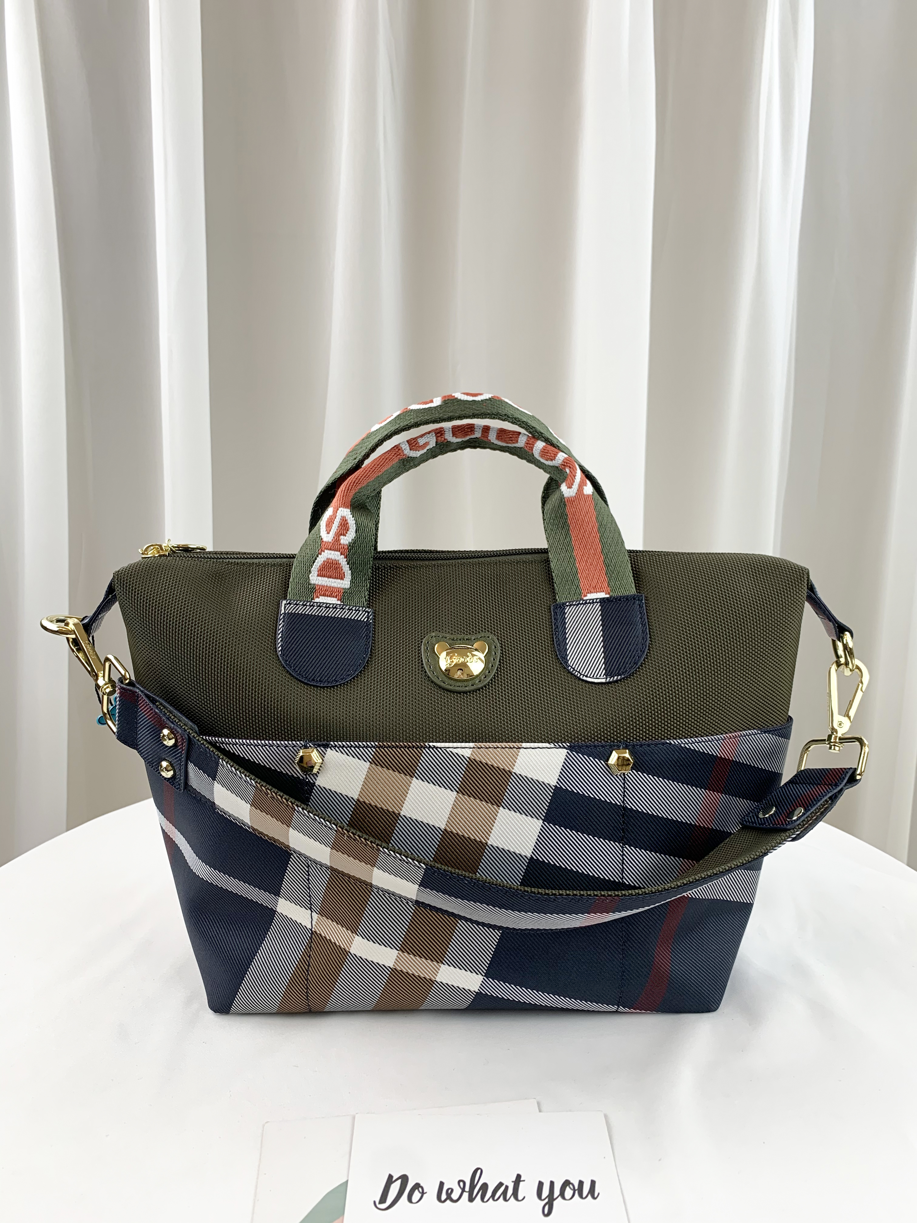 GOODS 大格綠 拼色防潑水手提包 / 側背包 #2748