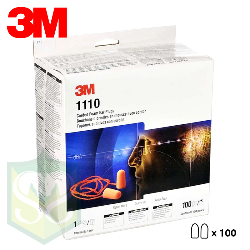3M™ 1110 Foam Earplugs Corded (100pr/box)