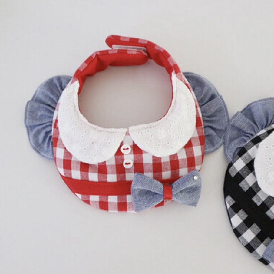 bowbow手作寵物領巾-紅格紋丹寧小鳥袖-四季適用