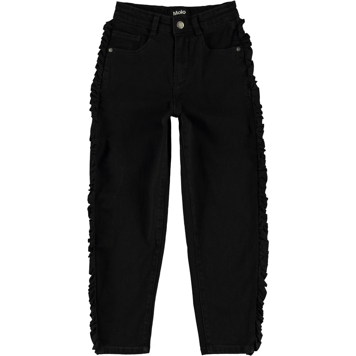 〖 Molo 〗黑色荷葉造型牛仔褲