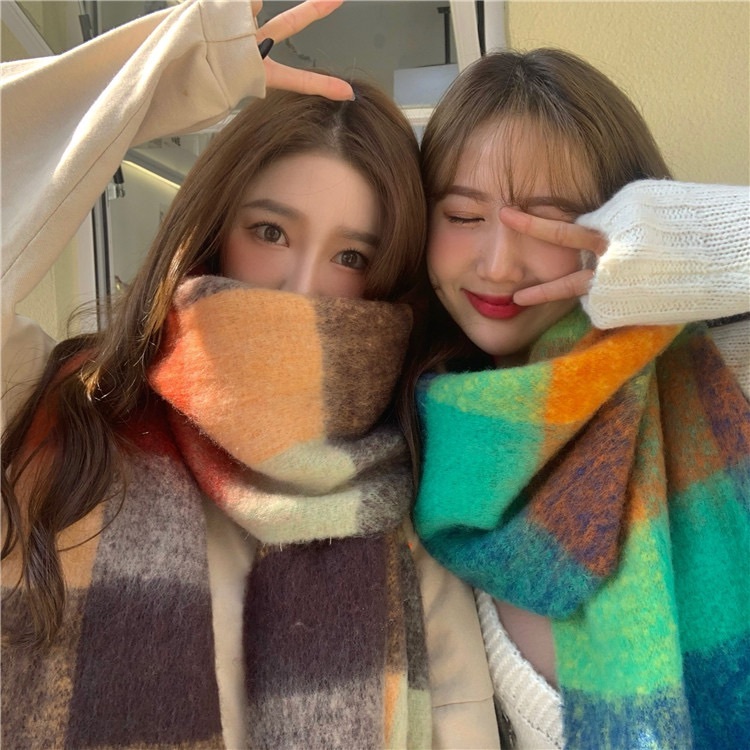 繽紛混色羊絨圍巾/四色