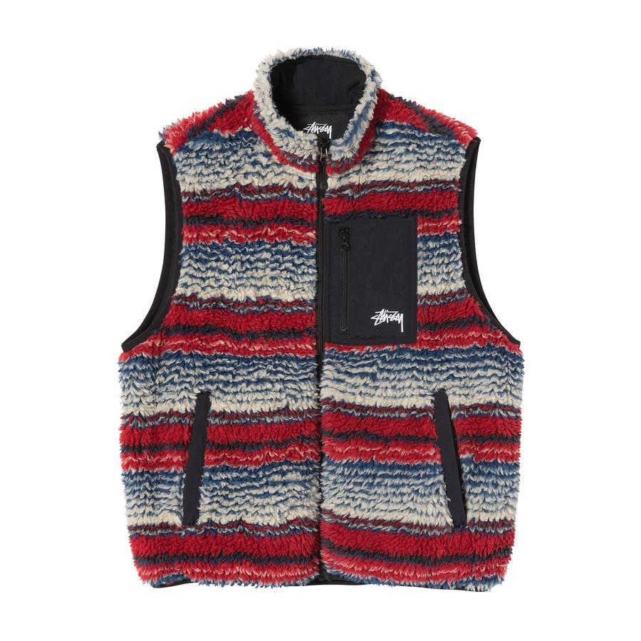[INSTOCK] STUSSY STRIPED SHERPA VEST