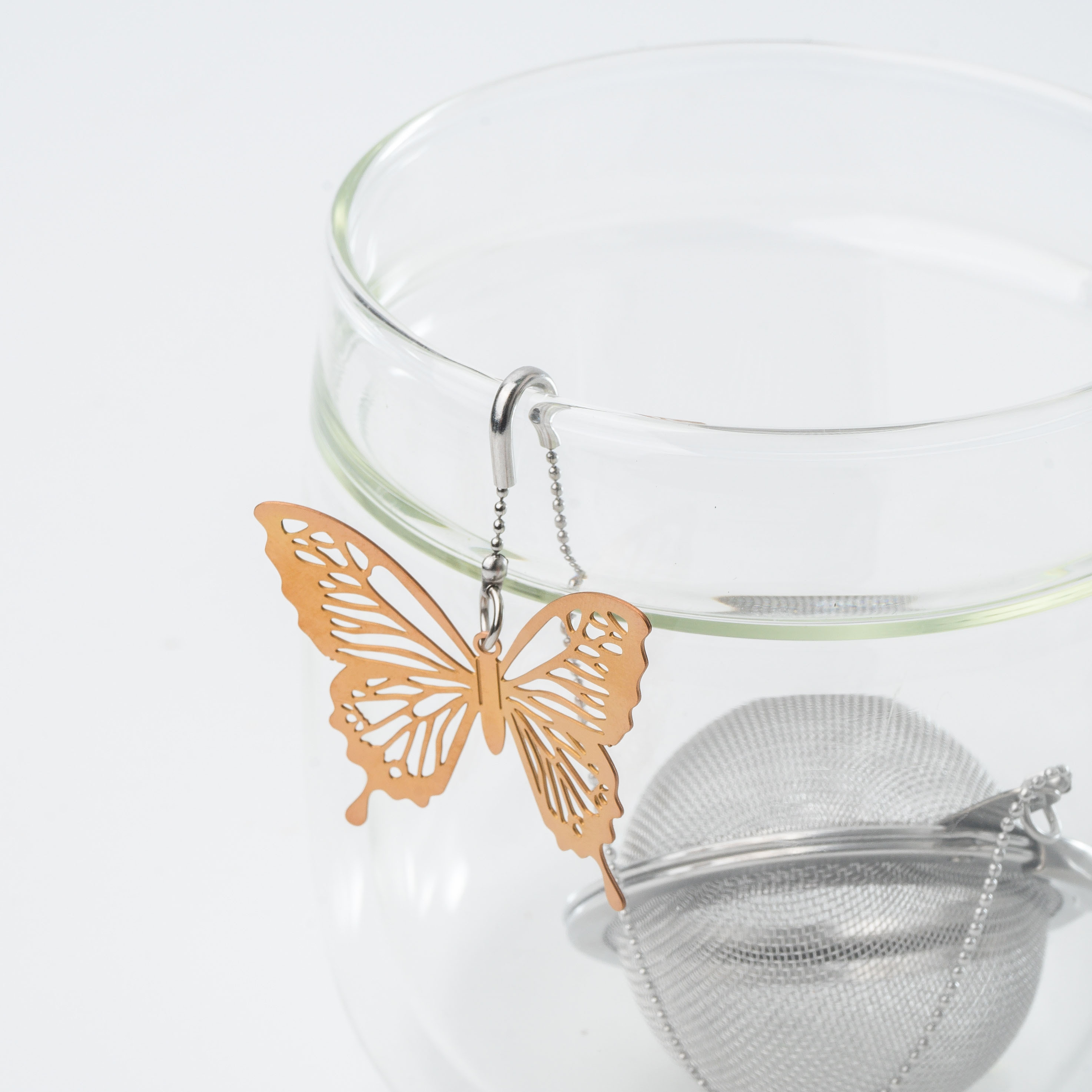 CHICHI 奇趣茶球 - 精緻吊飾系列 - 蝴蝶（玫瑰金）